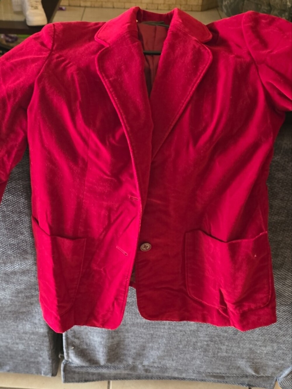 Women's Red Velvet Blazer Jacket